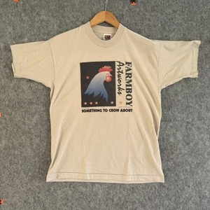 Vintage Farmboy Artworks Rooster T Shirt Size Large Tan Single Stitch 1995 - Picture 1 of 10