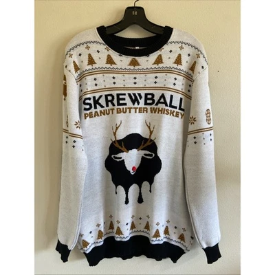 Skrewball арахисовое масло виски уродливый Рождественский свитер праздник Crewneck взрослых L - Изображение 1 из 4