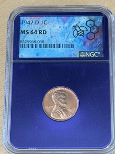 1947-D Lincoln Wheat Cent NGC MS 64 RD Custom Purple Core Traderbea - Picture 1 of 4
