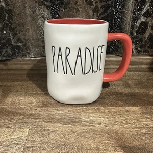 Rae Dunn mug PARADISE with Coral Interior & Handle ceramic Coffee Tea Cup - Picture 1 of 6