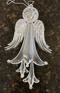 Clear Sparkling Angel Christmas Ornament Jeweled Halo Glitter Plastic - Picture 1 of 4