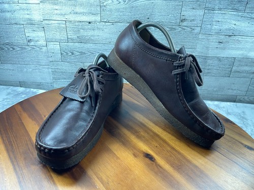 Clarks Originals Wallabee Oxford Uomo 9M Scarpe Marrone Pelle Stringate Mocassino Moc