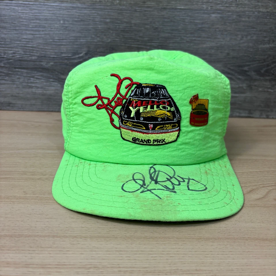 Vintage Kyle Petty Hat Cap Snapback Green Nylon Mellow Yellow USA Made AUTO - Image 1 of 4