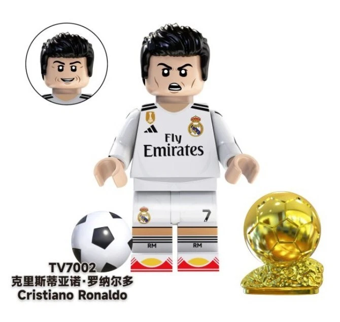 2 inch Custom Cristiano Ronaldo Minifigure in Real Madrid CF Uniform, New/Mint - Image 1 of 1