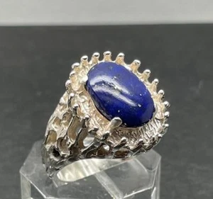 3.975 CT LAPIS LAZULI .925 STERLING SILVER MENS RING SZ 9 NO DYE 11+ GRAMS USA - Picture 1 of 9