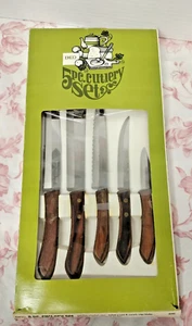 Vintage Ekco 5 Piece Cutlery Knife Set Pakkawood Handles - Picture 1 of 8