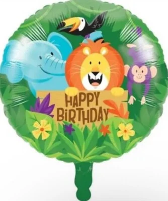Jungle Safari Happy Birthday Foil Balloon 18" Jungle Birthday Party Decorations - Image 1 of 2
