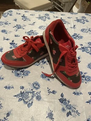 Zapatillas Coach Rebecca rojas florales de cuero/gamuza talla 7B nuevas sin caja Foto 1 de 4