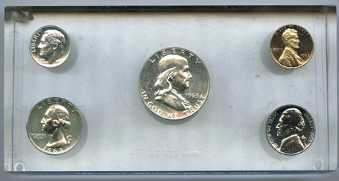 1963 United States Silver Proof Set - National Bank Chicago Lucite Promo - C638 Cover