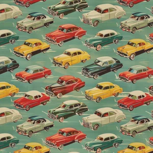 Quilting Patchwork Sewing Fabric Retro Rides Cars Allover 50x55cm FQ - Picture 1 of 3