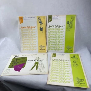 4 Vintage Stretch & Sew Sewing patterns Uncut For Family Pants Hippie - Bild 1 von 6