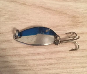 Alter Vintage "LITTLE CLEO" Spoon Bait Angelköder silber + blaue Streifen - Bild 1 von 6