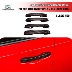 4pcs Gloss Carbon Fiber Door Handle Panel Covers For 11th Civic Type R FL5 - Foto 1 di 7