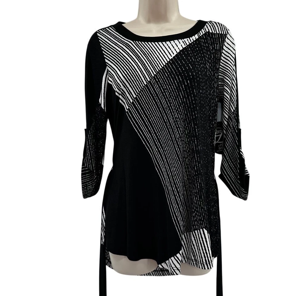 Top Libra Mujer S Negro Arte para Usar Geométrico Cinturón Túnica Artística Madura Oficina Foto 1 de 4