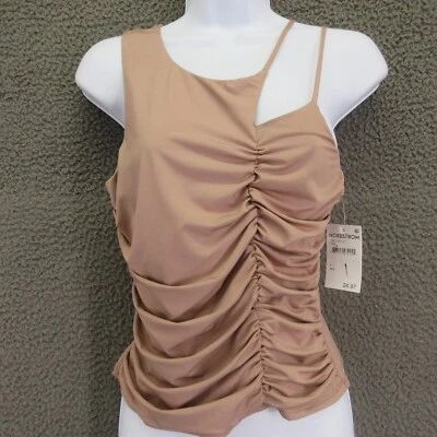 Top camisola Cooper 19 tostado acanalado recortado para mujer talla pequeña #4840 Foto 1 de 4