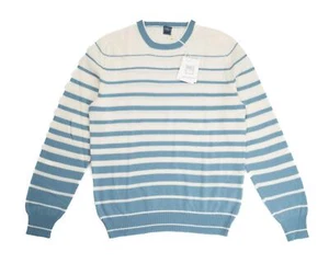 Suéter Fedeli $1,392 Azul Blanco a Rayas Cachemira Cuello Redondo Calce Ajustado M (50 IT) - Imagen 1 de 5