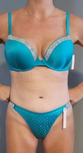 NEW Victoria's Secret Swim Shine Push-Up Bikini Set Lot 36C and Small Thong NWT - Picture 1 of 19