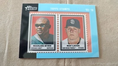 2011 Topps Heritage Stamps Marlon Byrd & Mat Latos /62 - Image 1 of 2