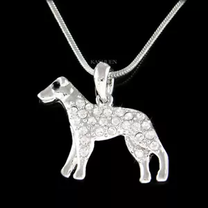 Levriero Whippet Polski Segugio Cane IN Swarovski Cristallo Gioielli Collana - Foto 1 di 4