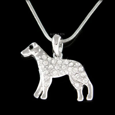Levriero Whippet Polski Segugio Cane IN Swarovski Cristallo Gioielli Collana - Immagine 1 di 4