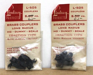 Lot o 2 packages Lindsay L-505 Brass Couplers w Radius Hanger Traction Style NOS - Picture 1 of 2