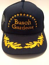 Vintage Busch Gardens Blue and Gold Baseball Trucker Cap Adult Snapback