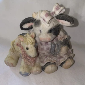 Mary's Moo Moos ""I'm Lucky To Know You"" Pferdeschuhfigur pensionierte Kühe 1993 - Bild 1 von 5
