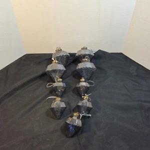 Pottery Barn Lot Of 9 Silver Mercury Glass Diamond Finial Christmas Ornaments  - Picture 1 of 21