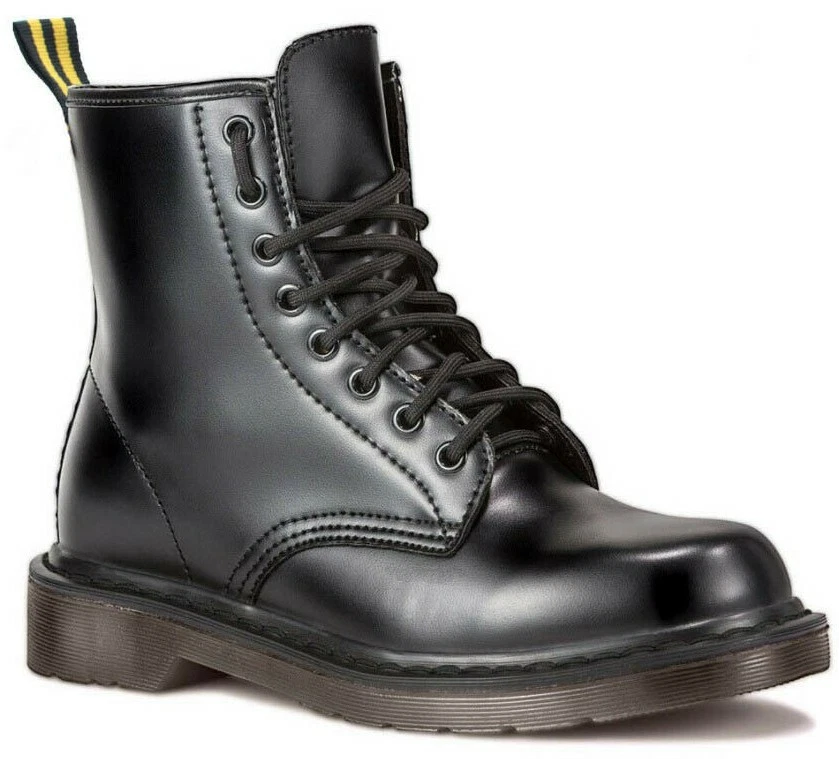 anfibi donna con lacci stivali scarpe scarponcini neri stivaletti alti militari  - Immagine 1 di 3