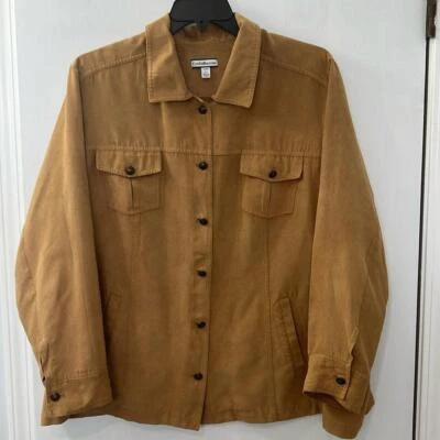 Chaqueta Camisa Croft & Barrow Tostada 3x Cierre de Botones Manga Larga Top Imitación Gamuza Foto 1 de 4