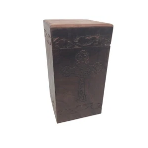 Cremation Cross Large Wooden Urn Ashes Handcrafted Funeral Box Human Dogs Cats - Picture 1 of 3