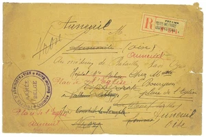 P4631 - BÉLGICA 1917, CORREO POSTAL DE CAMPO, DE FECAMP. ¡ETIQUETA DE REGISTRO RARA! - Imagen 1 de 2