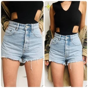 Retro 90s Grunge Denim Cut Off Shorts - Mid Rise Jean Shorts ' Small/Medium - Picture 1 of 1