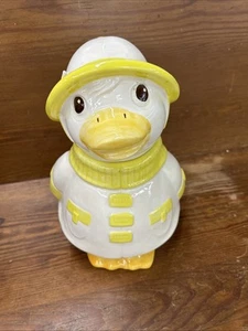 1960s Metlox Puddles the Duck in Yellow Raincoat Large Cookie Jar Ceramic Rare - Imagen 1 de 7