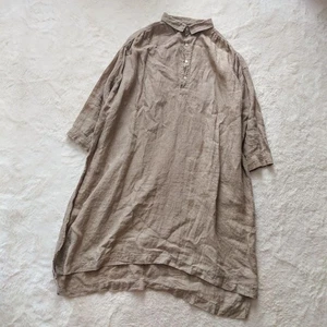 Maglione abito lungo Ichi Antiquites 100% lino taglia gratis donna dal Giappone - Foto 1 di 10