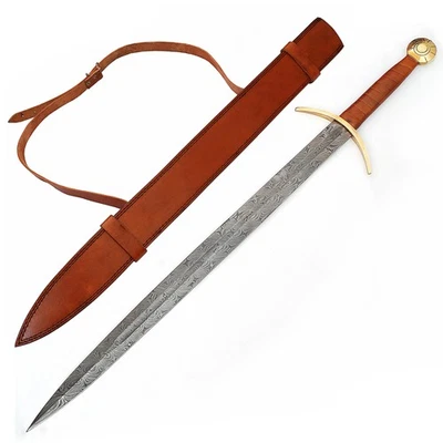 Espada vikinga Damasco lista para la batalla forjada a mano Full Tang 1095 acero Berserker Foto 1 de 4