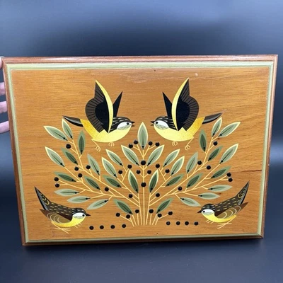 Original Alejandro Hidalgo Painting On Wood Birds Folk Art MCM Rare - Image 1 of 4