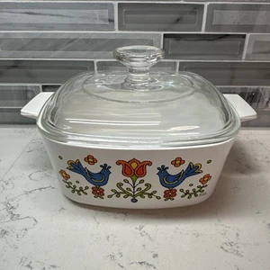Vintage 1975 Corning Ware Freundschaft blau Vogel Kasserolle 1-1/2 Quart Pyrex Deckel A7C - Bild 1 von 17