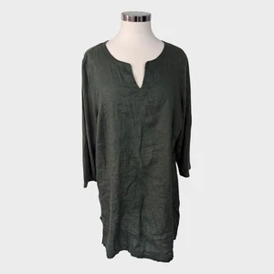 J. Jill Love Linen Green XL Tall 100% Linen Dress - Picture 1 of 8