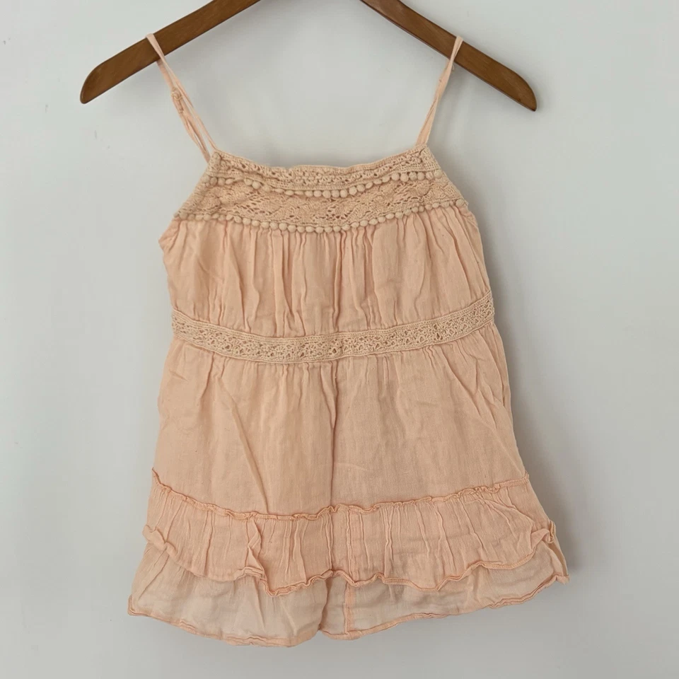 Vintage Y2K Mudd Cami Babydoll Tank Top Junior Women Medium M Pink Lace Trim - Image 1 of 4