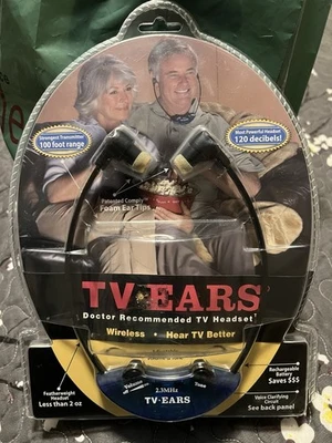 TV Ears 2.3 MHZ Wireless Headset Headphones TV Hearing Aid System NEW Open Box - Image 1 of 4