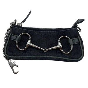 GUCCI Horsebit Slim Key Pouch Holder Case Wallet Black Canvas Tom Ford Vintage - Bild 1 von 8