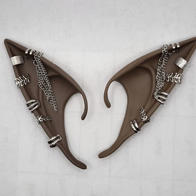 Orejas de Elfo de Hada Melanina con Piercings Plateados Disfraz Cosplay Punta LARP Anime Foto 1 de 4