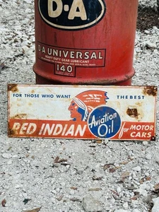 Porcelain Advertising Sign Red Indian 19In - Picture 1 of 7