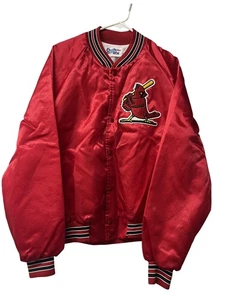 Vintage St Louis Cardinals Jacket Mens XL Red Satin Chalk Line Baseball 90s MLB - Picture 1 of 6