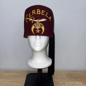 RARO Sombrero Shriner's Fez de Colección ~ KERBELA ~ Joyado con Borla - Con Almacenamiento Original - Imagen 1 de 11