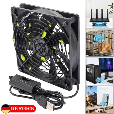 USB Ventilator 120mm Leise PC PC Gehäuselüfter Einstellbare Lüfter 5V Schwarz DE - Bild 1 von 4