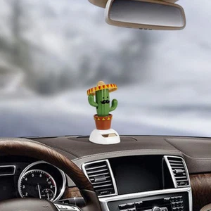1Pcs Cute Solar Powered Bobble Head Dancing Toy Car Dashboard Ornament Cactus - Imagen 1 de 9