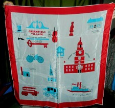 Vintage Souvenir Scarf Greenfield Village Dearborn Michigan Henry Ford Museum