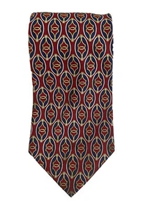 Paolo Gucci Necktie Burgundy Gold Chain Navy Geometric Mens Tie - Picture 1 of 6